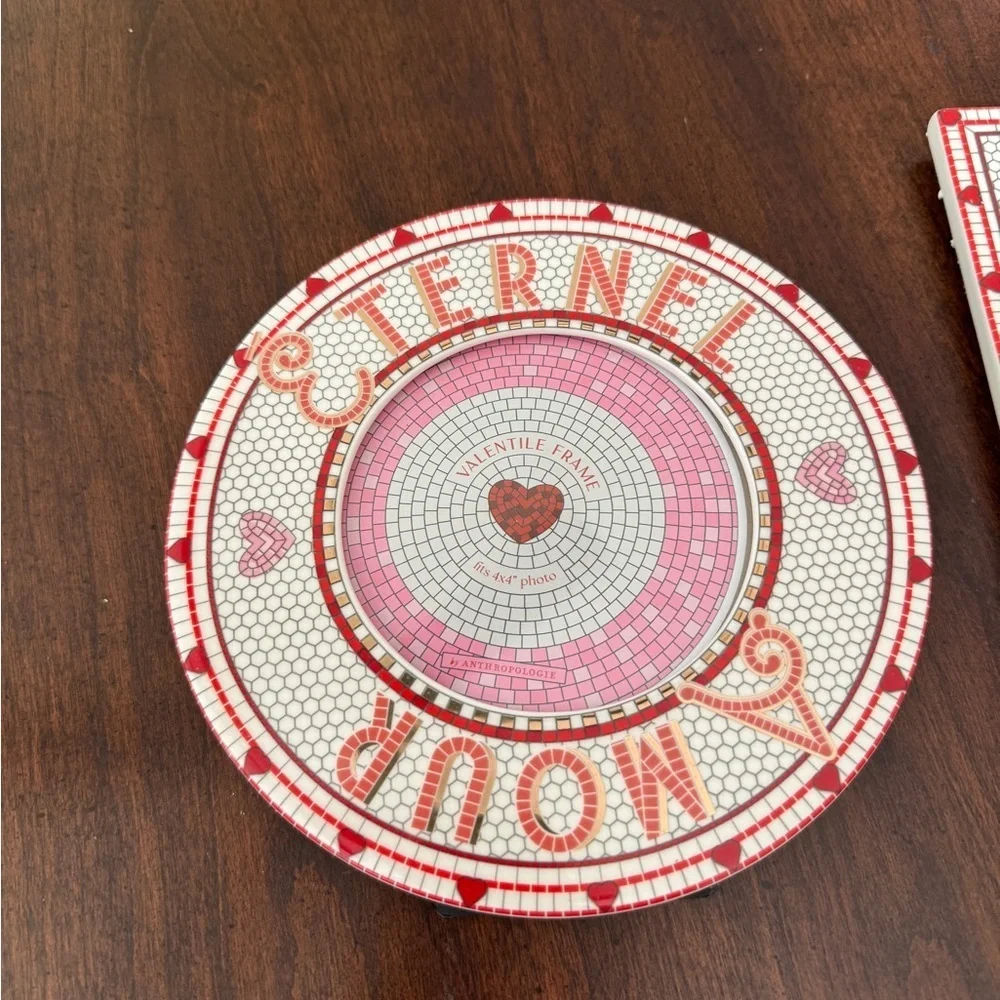 Anthropologie Bistro Tile Stoneware 24k Accent picture Frames Valentine's set